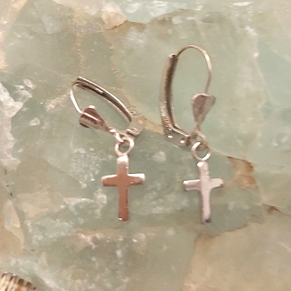 Vintage Bond Boyd Sterling silver dangle cross earrings